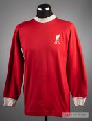 Red Liverpool No.11 home jersey early 1970s, by Umbro, long-sleeved, white collar and cuffs,