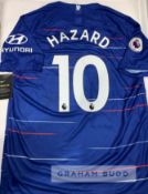 Eden Hazard signed Chelsea No.10 replica jersey season 2018-19, signed in black marker pen on back