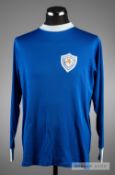 Blue Leicester City No.12 substitute's home jersey circa 1968, by Bukta, long-sleeved, white