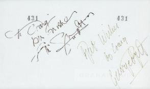 Sportsmen's Dinner ticket double-signed by speaking guests Frank Worthington and George Best, both