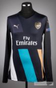 Per Mertesacker black Arsenal No.4 third choice jersey in the UEFA Champions League 2015-16, long-