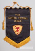 Official Scottish Football League pennant circa 1970, dark blue satin ground, with rampant lion