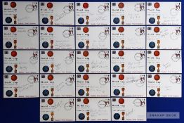 Rare full set of 23 England 1966 World Cup winners individually autographed Rembrandt Philatelics