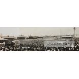 Sydney Cricket ground 1901 panoramic b&w photograph, mounted, framed and glazed, 48 by 119cm., bears