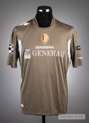 Laundry Mulemo tan Standard Liege No.14 jersey v Arsenal in the UEFA Champions League at Emirates