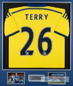 John Terry signed yellow Chelsea No.26 away replica jersey, short-sleeved, reverse lettered TERRY