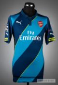 Kieran Gibbs navy and turquoise Arsenal No.3 UEFA Champions League third choice jersey v AS