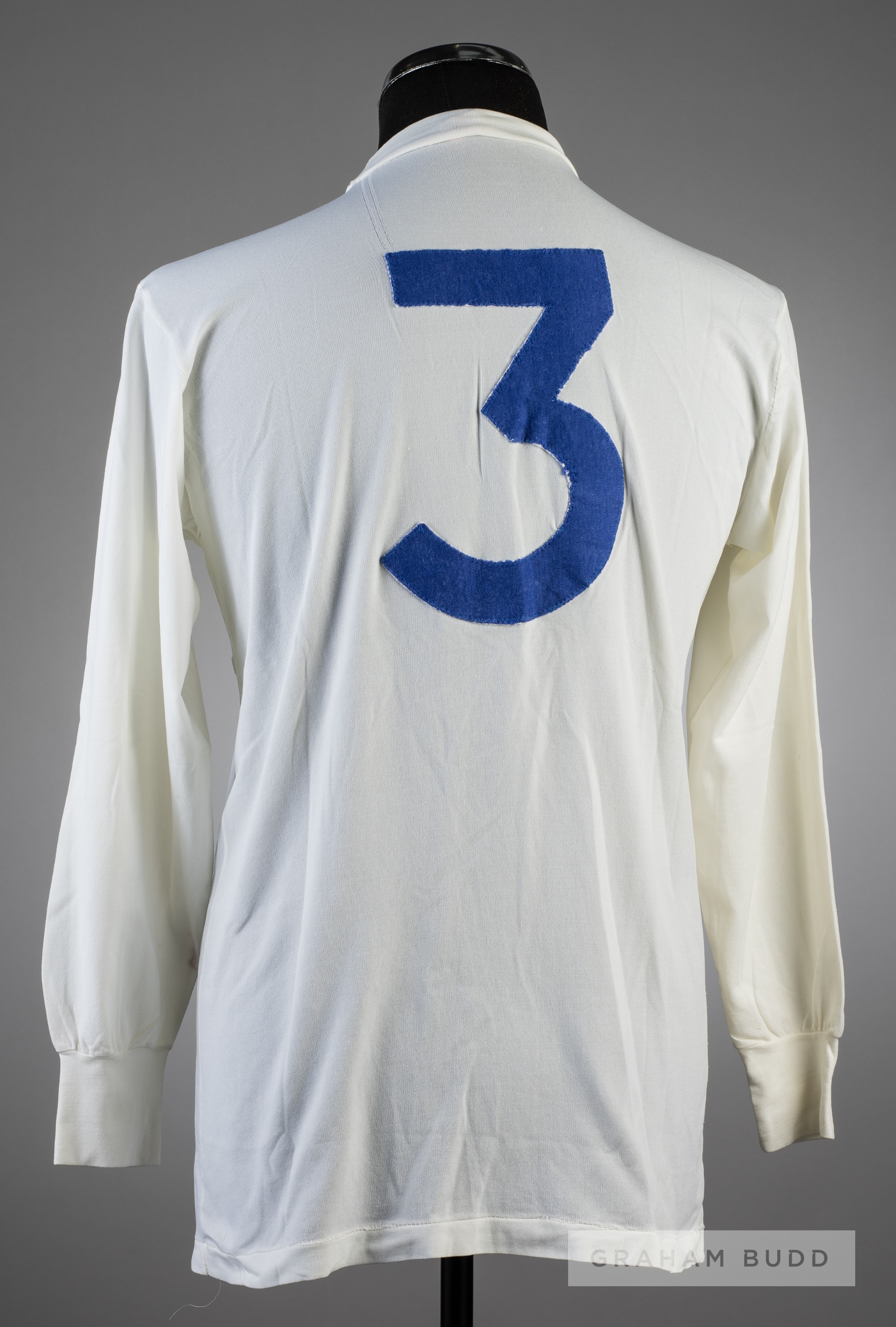 White Millwall No.3 home jersey circa 1968, by Umbro, long-sleeved, embroidered cloth club badge, - Image 2 of 2