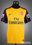 Gael Clichy gold and navy Arsenal No.22 away jersey, season 2008-09, short-sleeved, with BARCLAYS