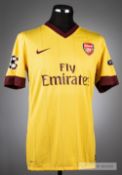 Marouane Chamakh yellow and burgandy Arsenal No.29 away jersey, UEFA Champions League season 2011-