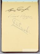 Autograph book relating to Leeds United circa 1970-71, hardback leather bound book, pages signed