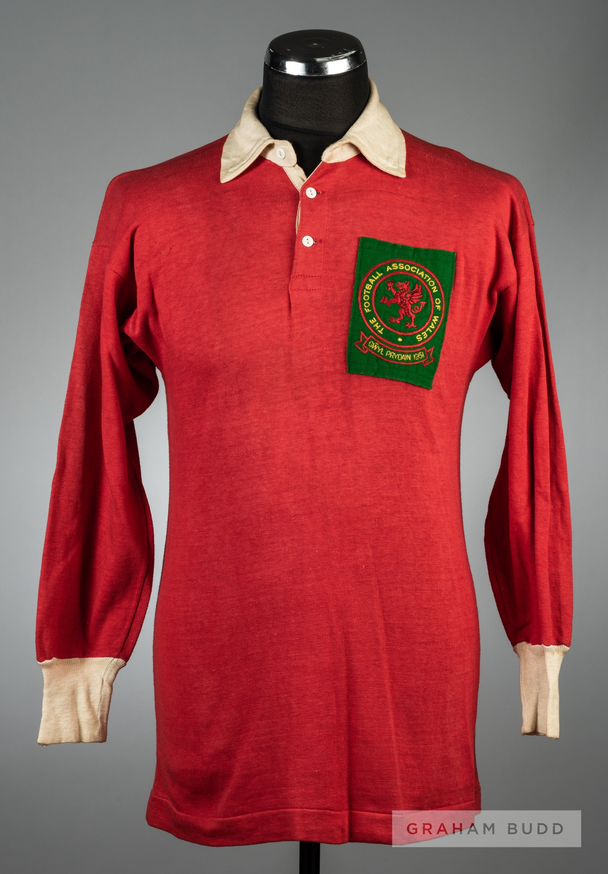 Trevor Ford red Wales No.9 jersey worn in the 1951 Festival of Britain International football