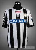 Medhi Benatia black and white striped Udinese No.17 home jersey v Arsenal in the UEFA Champions