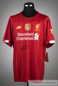 Virgil van Dijk signed red Liverpool Premier League winners replica jersey, season 2019-20,