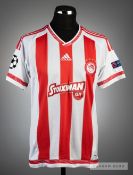 Felipe Pardo red and white Olympiacos FC No.90 jersey v Arsenal in the UEFA Champions League at