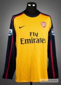 Nicklas Bendtner orange and navy Arsenal No.26 third choice jersey v Cardiff City at Ninian Park