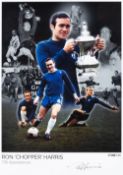 A signed artists proof of Chelsea's Ron 'Chopper' Harris colour montage photograph,  limited edition