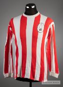 Red and white striped Stoke City No.10 home jersey season 1968-69, by Umbro, long-sleeved bearing