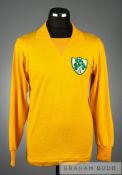 Paddy Roach amber Republic of Ireland No.1 goalkeeping jersey worn in the Match v USSR in 1976, by