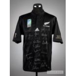 2007 Rugby World Cup All Blacks commemorative squad signed jersey, short-sleeved, with RUGBY WORLD