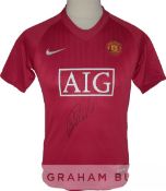 Cristiano Ronaldo signed Manchester United 2008 replica home jersey, signed to the front in black