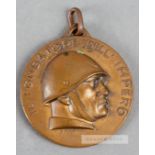 Italian Coppa Emilia football medal 1938-1939,  obverse with Mussolini in profile and inscribed IL