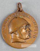 Italian Coppa Emilia football medal 1938-1939,  obverse with Mussolini in profile and inscribed IL