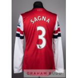 Bakary Sagna red and white Arsenal No.3 Poppy home jersey v Fulham in Premier League at Emirates