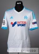 Andre Ayew white and blue Olympique Marseille no.10 jersey v Arsenal in the UEFA Champions League