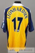 Oyvind Leonhardsen gold and navy white Tottenham Hotspur no.17 away jersey, season 1999-2000,