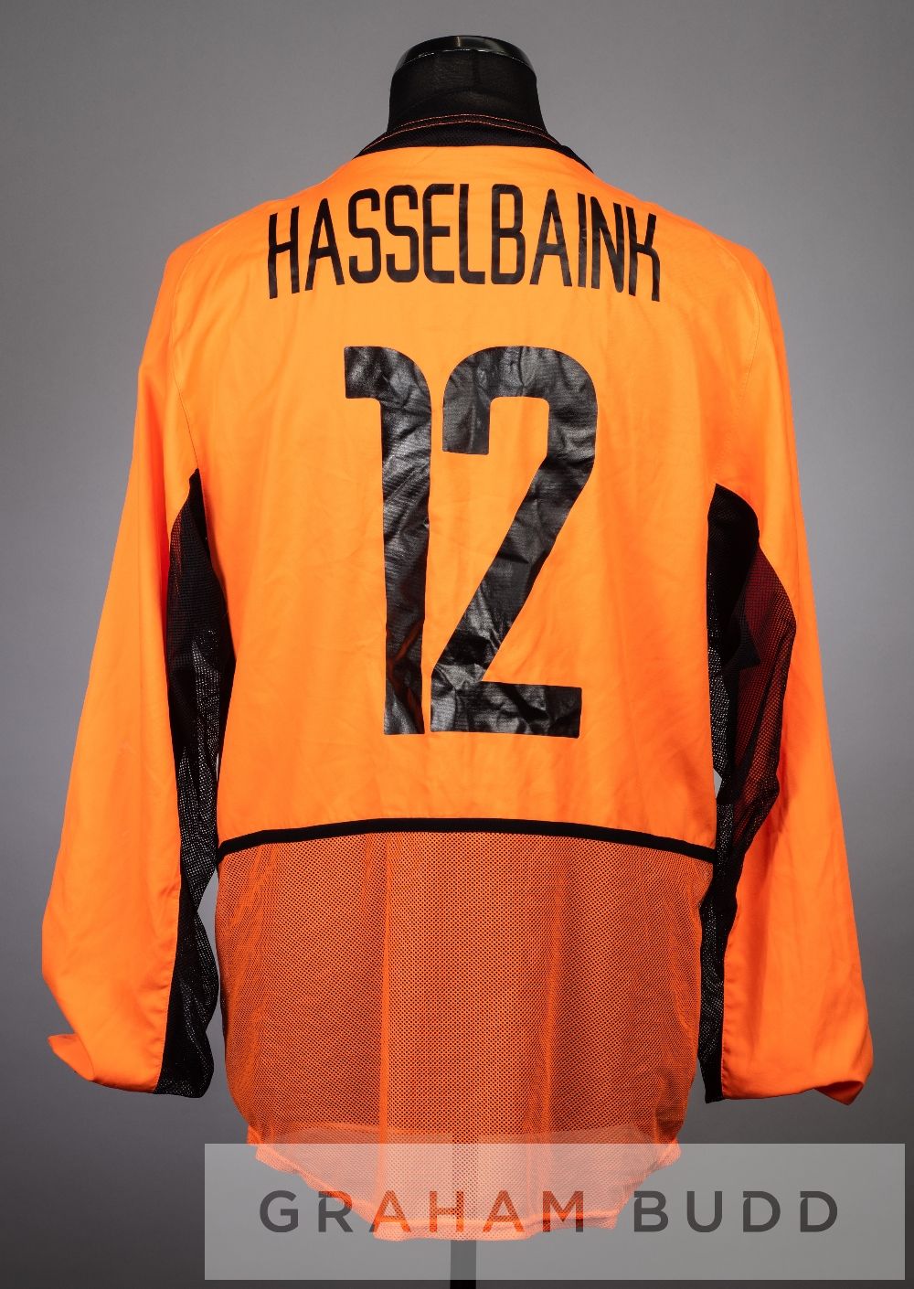 Jimmy Floyd Hasselbaink orange and black Netherlands no.12 jersey v Austria in the UEFA European - Image 2 of 2