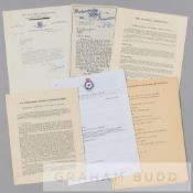 Football memorabilia in relation to former referee Kenneth Aston, comprising a typed letter from the