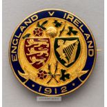 Sir Frederick Wall's Football Association Official's badge for the Ireland v England international