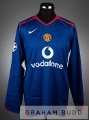 Cristiano Ronaldo blue and red Manchester United no.7 away jersey v Benfica in the UEFA Champions