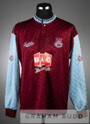 Claret and blue West Ham United no.12 substitute's home jersey, season 1989-90, signed by the West