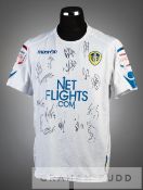 Bradley Johnson and squad signed white Leeds United No.16 jersey, season 2010-11, short-sleeved,