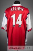 Martin Keown red and white Arsenal no.14 home jersey, season 1998-99, short-sleeved with UEFA