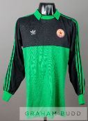 Georgi Velinov black and green PFC CSKA Sofia no.1 goalkeeper's jersey, circa 1980s, by Adidas,