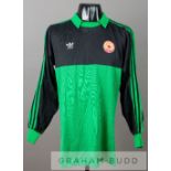 Georgi Velinov black and green PFC CSKA Sofia no.1 goalkeeper's jersey, circa 1980s, by Adidas,