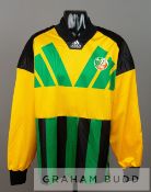 Packie Bonner yellow, green and black Republic of Ireland no.1 goalkeeper's jersey v Denmark in