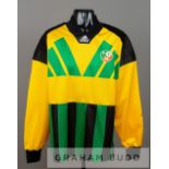 Packie Bonner yellow, green and black Republic of Ireland no.1 goalkeeper's jersey v Denmark in