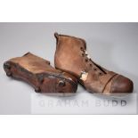 A pair of Arsenal and Scotland's Alex James brand-endorsed "Shurshot" football boots, circa 1930s