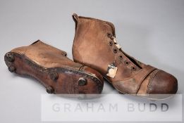 A pair of Arsenal and Scotland's Alex James brand-endorsed "Shurshot" football boots, circa 1930s