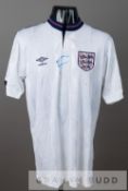 Stuart Pearce signed White England No.3 home jersey, circa 1988, by Umbro, short-sleeved with