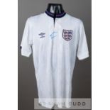 Stuart Pearce signed White England No.3 home jersey, circa 1988, by Umbro, short-sleeved with