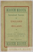 Programme for the England v Ireland international match played at Ayresome Park, Middlesbrough, 25th