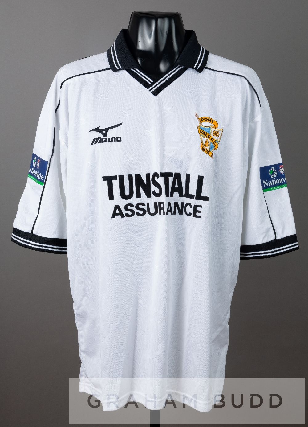 Tony Rougier white and black Port Vale no.17 jersey, season 1999-2000, by Mizuno, short-sleeved with - Image 2 of 2