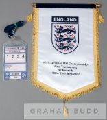 UEFA European U-21 Championship Final tournament England official presentation pennant, played in