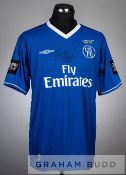 Damian Duff signed blue and white Chelsea no.11 jersey v Liverpool in the Carling Cup Final at