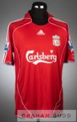 Javier Mascherano signed red and white Liverpool no.20 home jersey, season 2007-08, short-sleeved